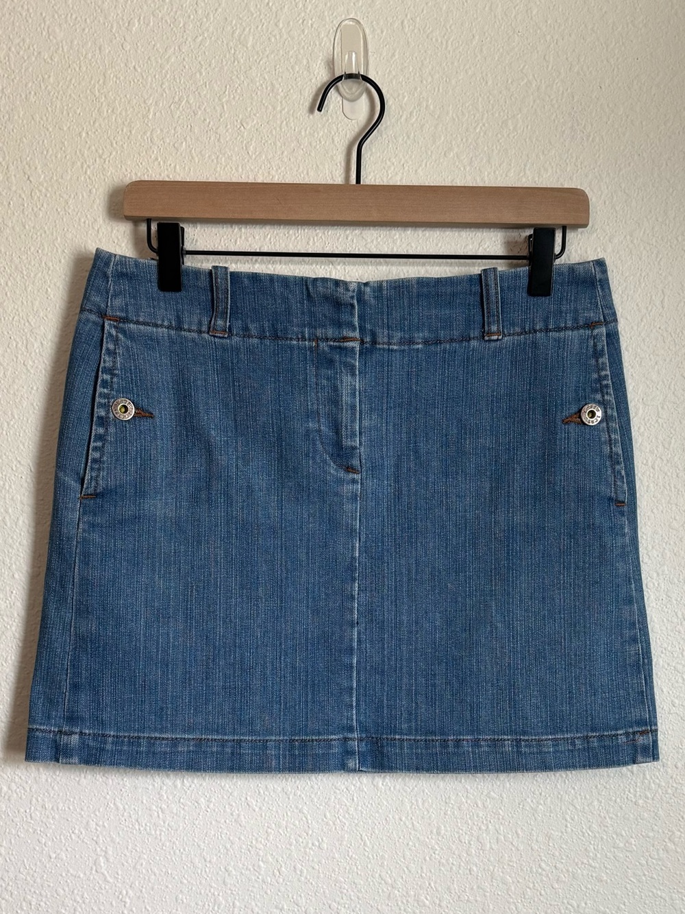 Y2K J Crew Low Rise Denim Mini Skirt Mcbling Coastal Cowgirl Grunge - Picture 4 of 10